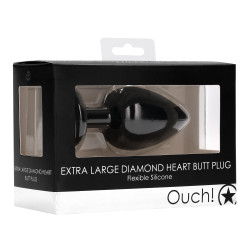 Ouch! Plug Bijou Anal silicone Heart Noir 8 x 4 cm